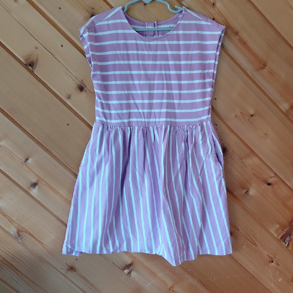 Primary Lavender and White Striped Kids Dress